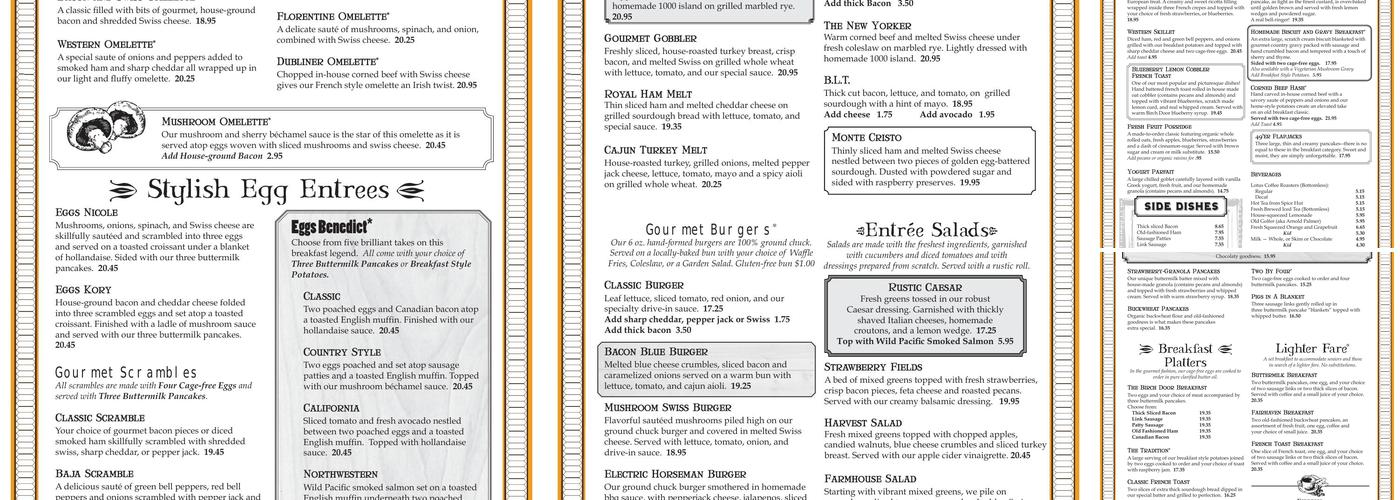 The Birch Door Cafe Menu