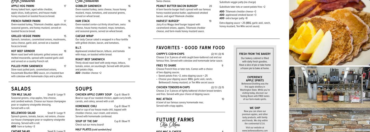 Bellewood Ten Mile Cafe Menu