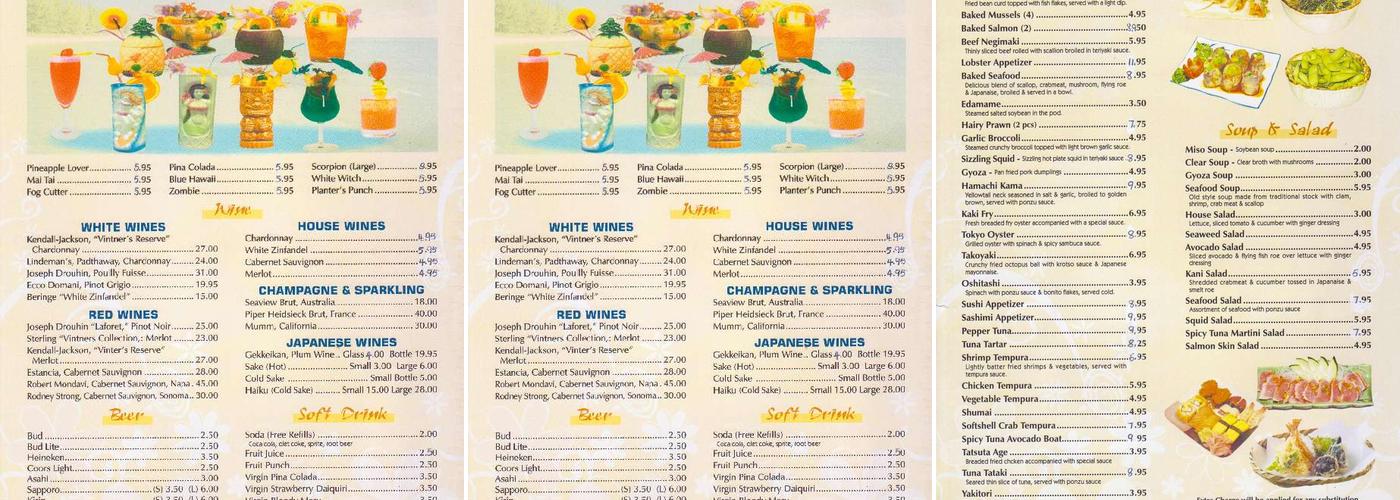 Tokyo Cafe Menu