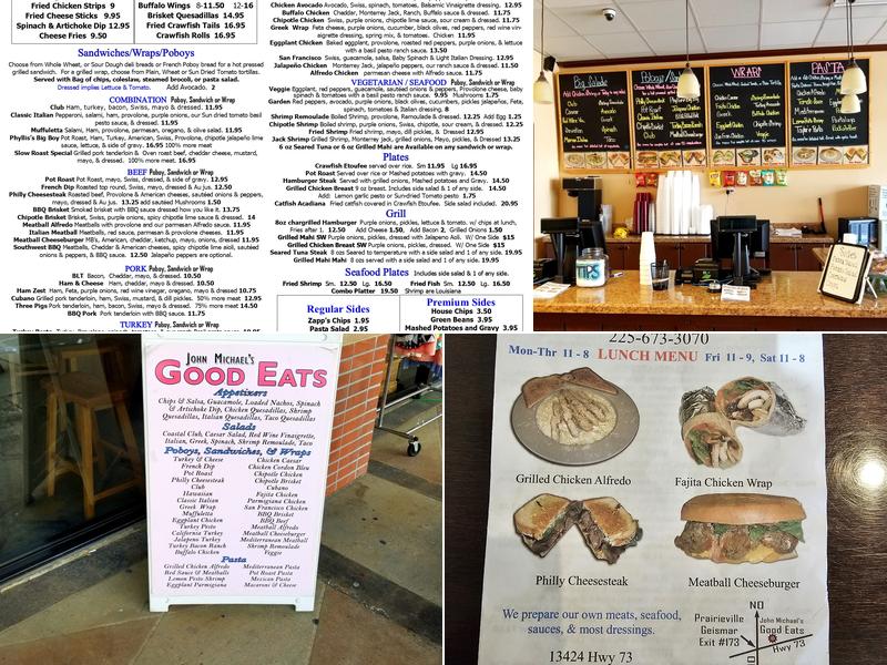 John Michael's Good Eats Menu