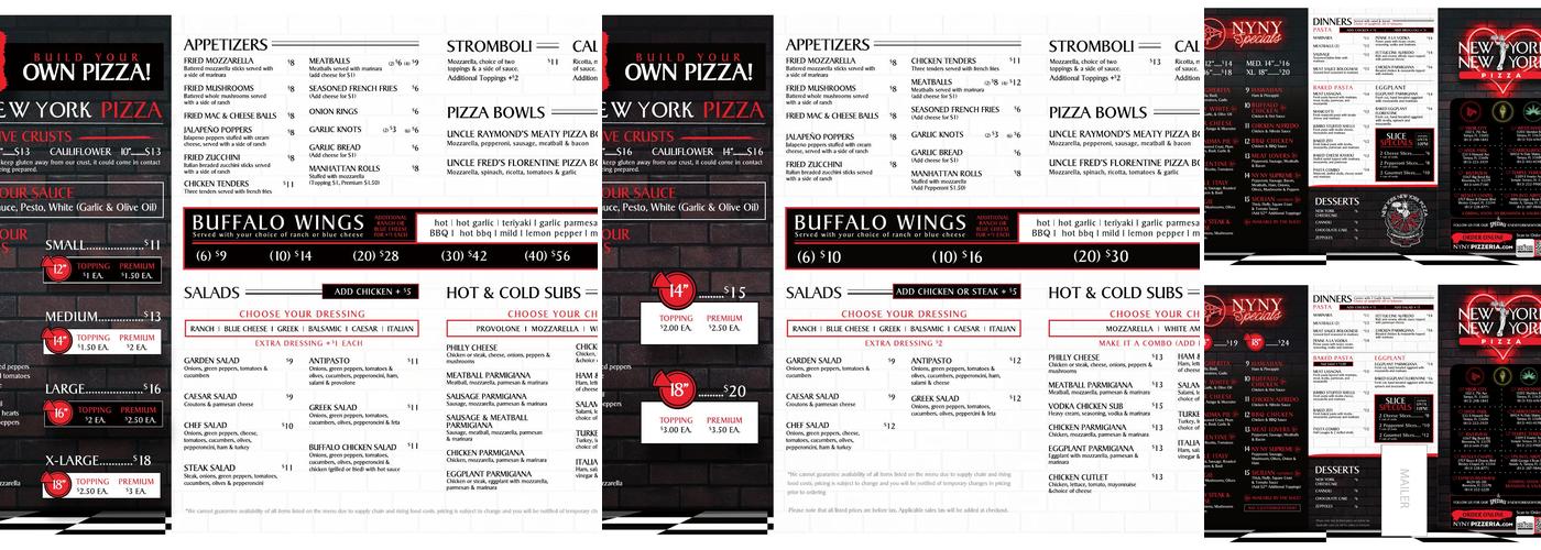 New York New York Pizza Menu