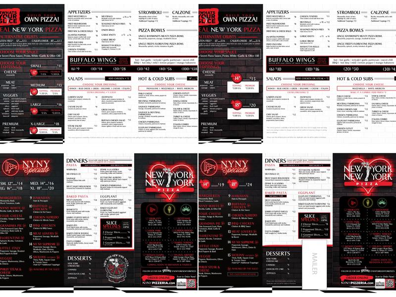 New York New York Pizza Menu