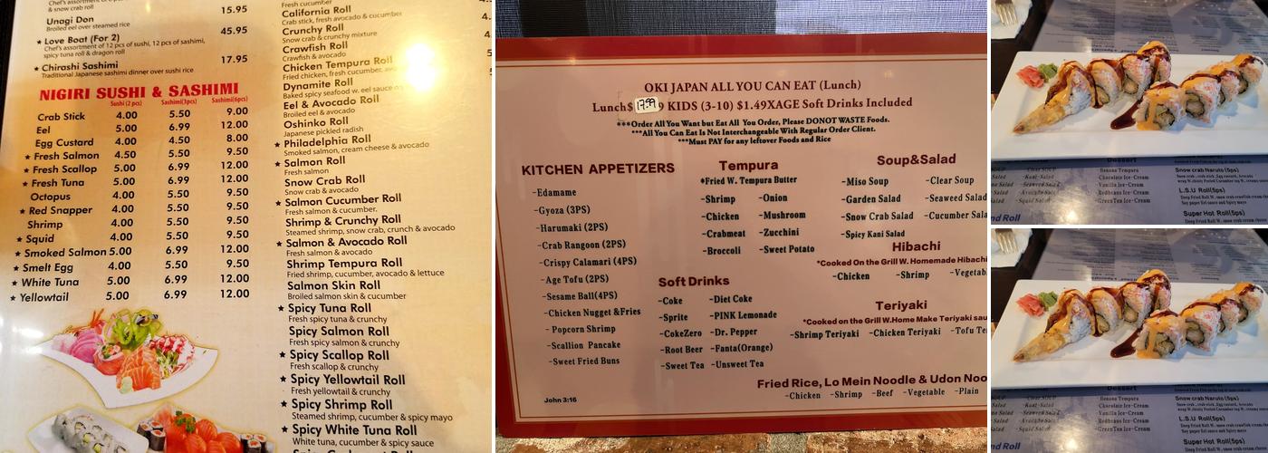 Oki Japan Menu