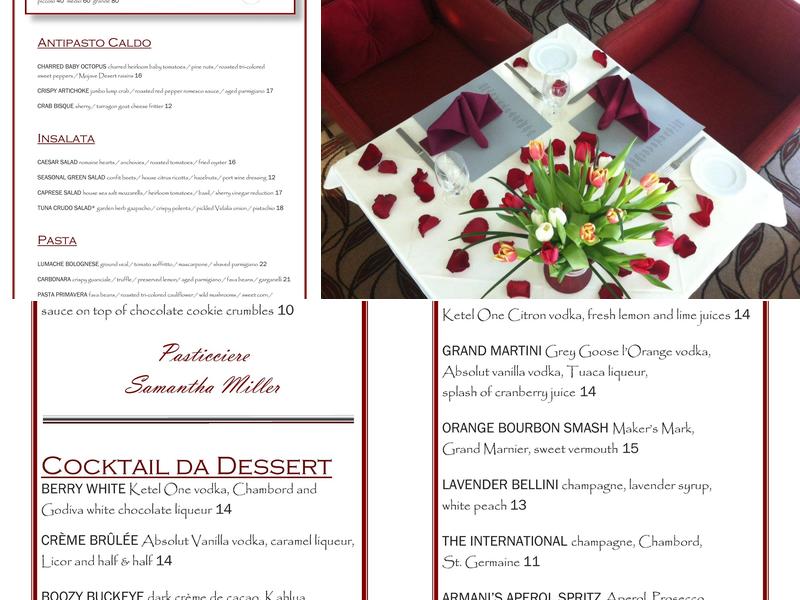 Armani's Menu