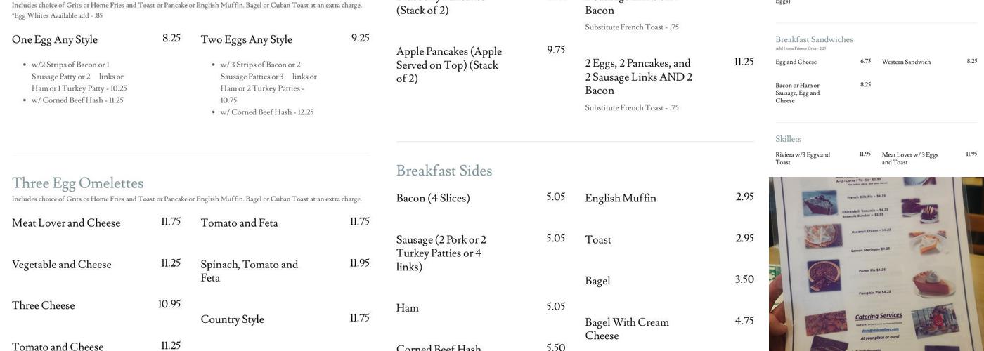 Riviera Restaurant Menu