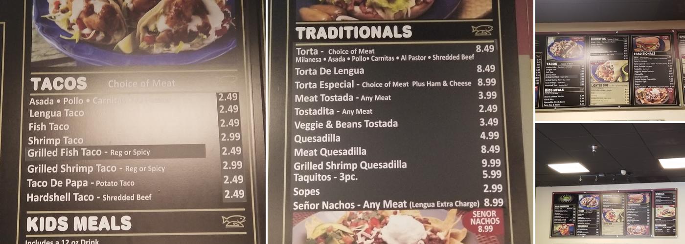 Señor Baja Menu