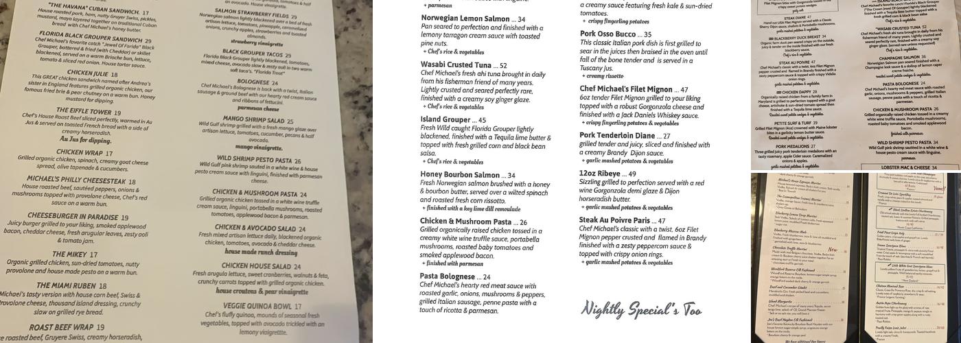 Michael's Grill Menu