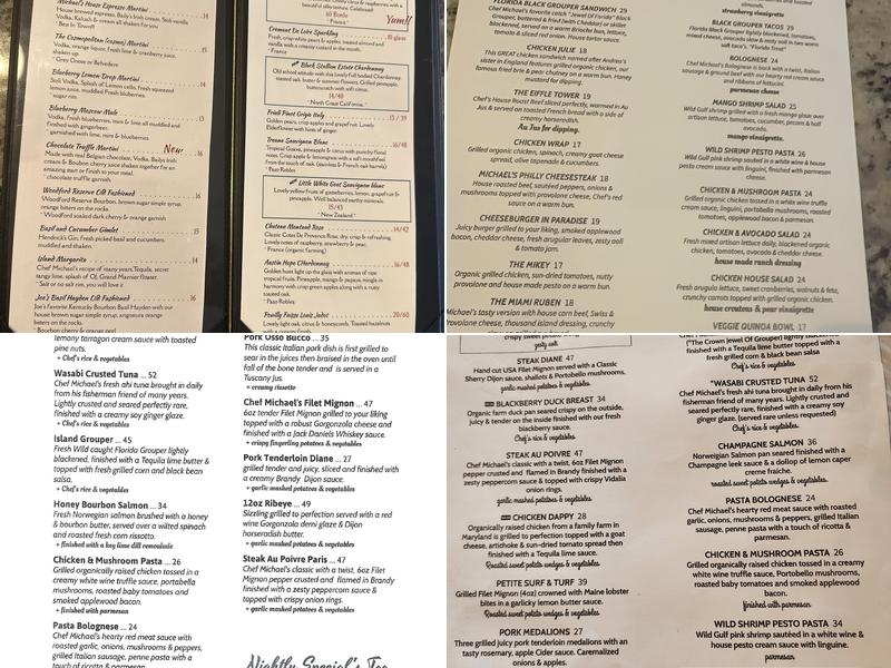 Michael's Grill Menu