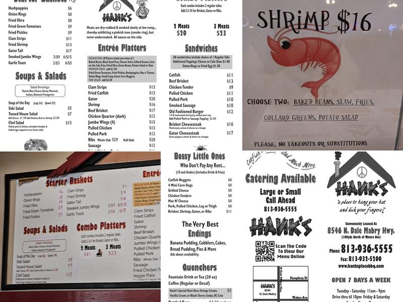 Hank's Catfish & BBQ Menu