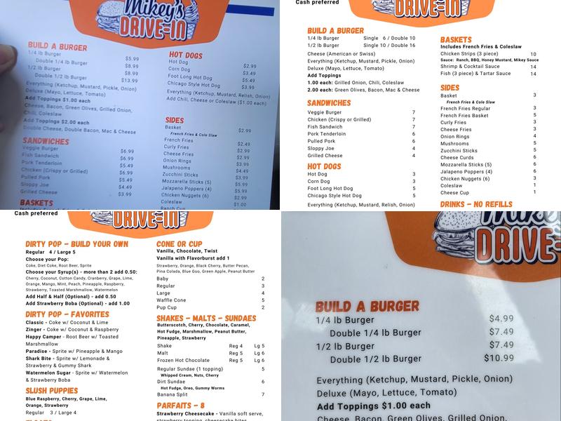 Mikey's Drive In Menu