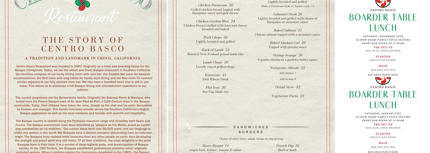 Centro Basco Menu