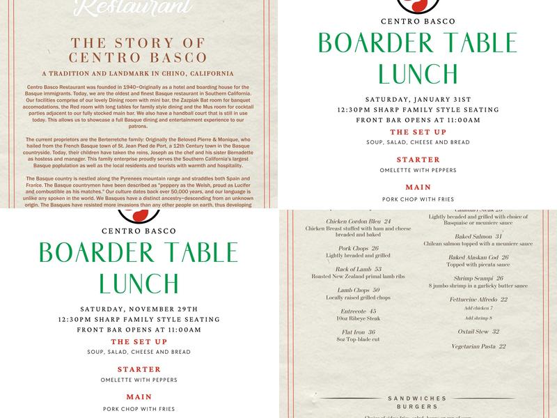 Centro Basco Menu