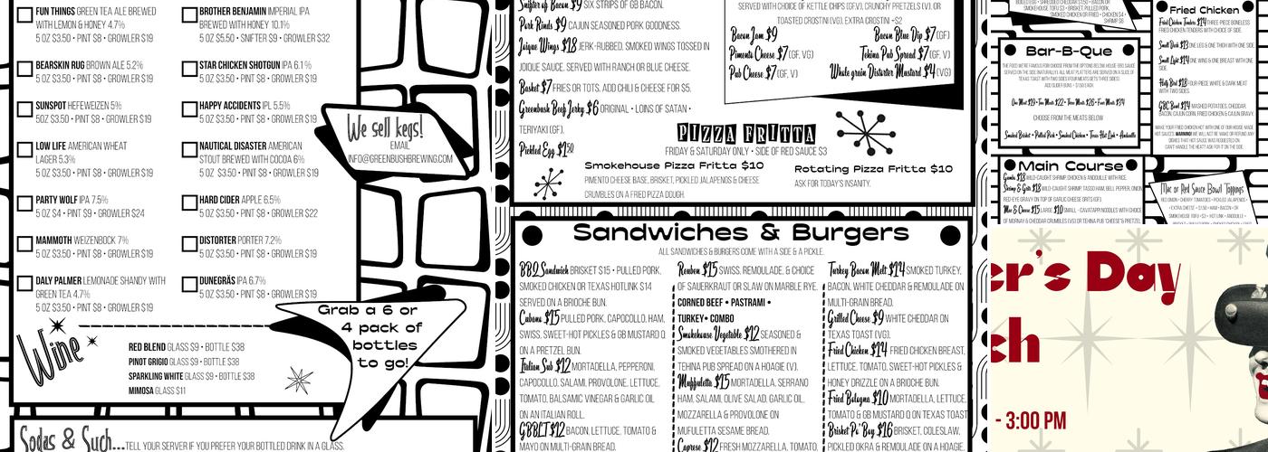 Greenbush Brewing Co. Menu