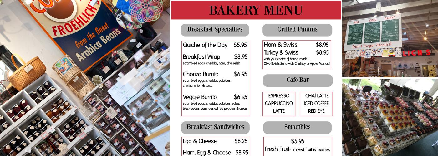 Froehlich's Bakery Menu