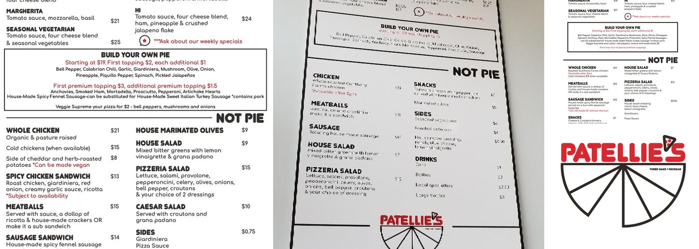 Patellie's Menu