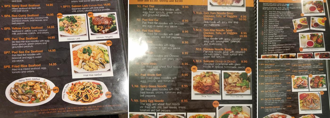 Thai Thani Cuisine Menu