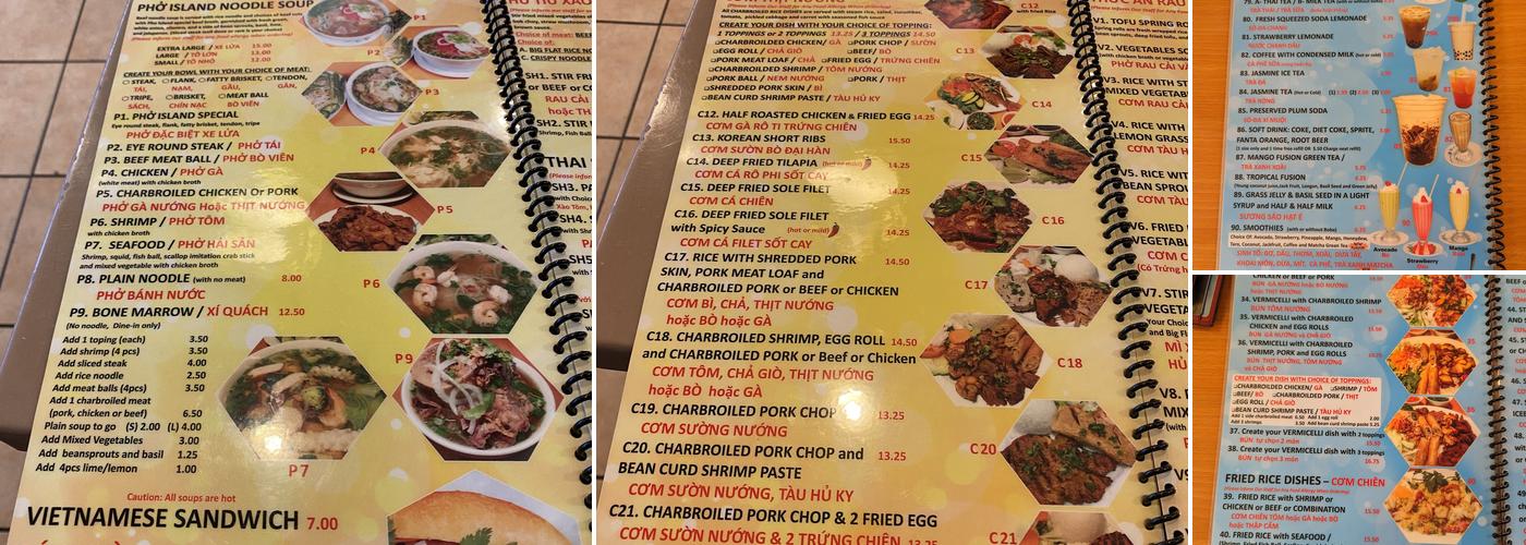 Pho Island Menu