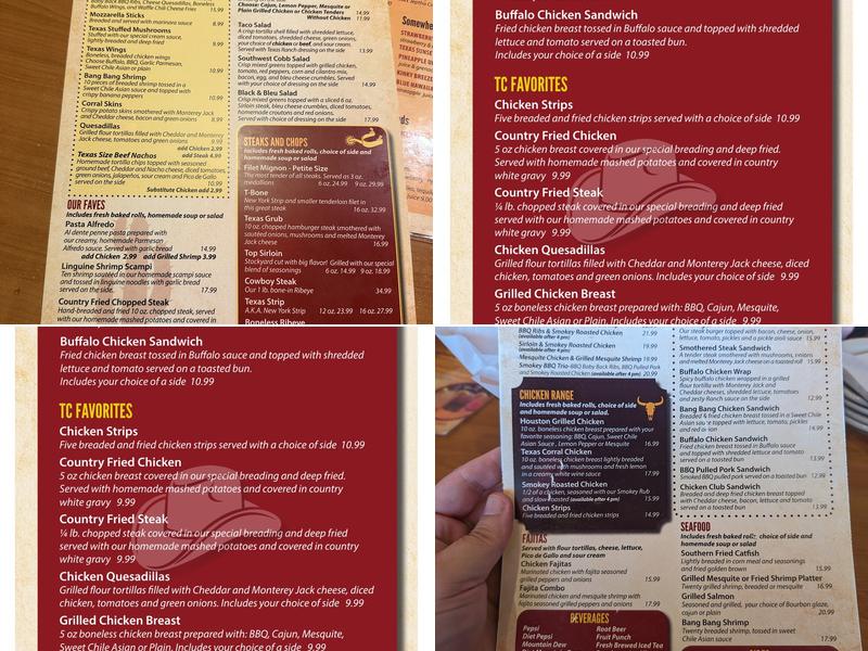 Texas Corral Menu