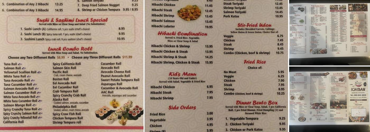 Ichiban Japanese Grill Menu