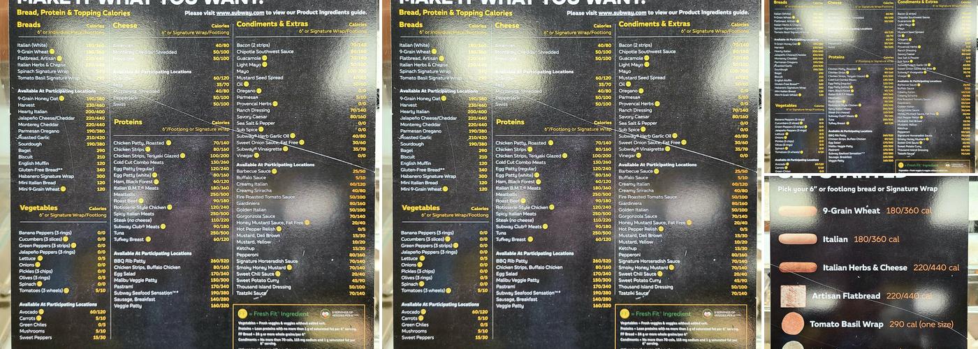Subway Menu