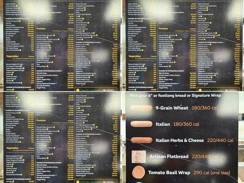 Subway Menu