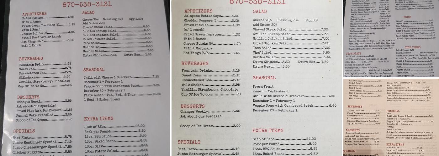 Dermott Barbecue & Sandwich Menu