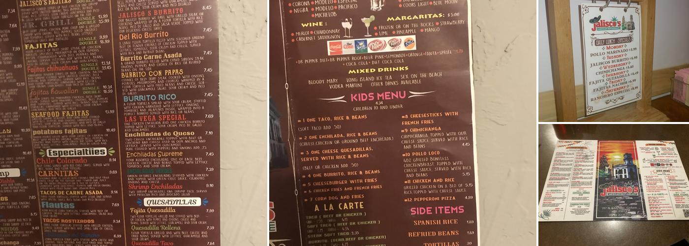 Jalisco's Menu