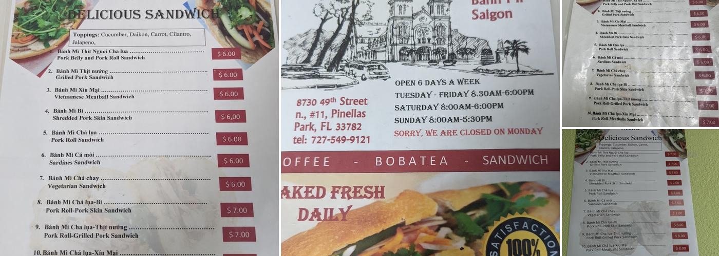 Banh Mi Saigon Menu