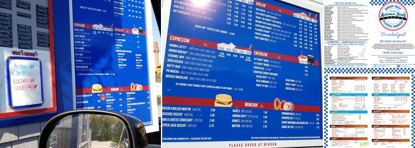 Aroma Joe's Laconia Menu