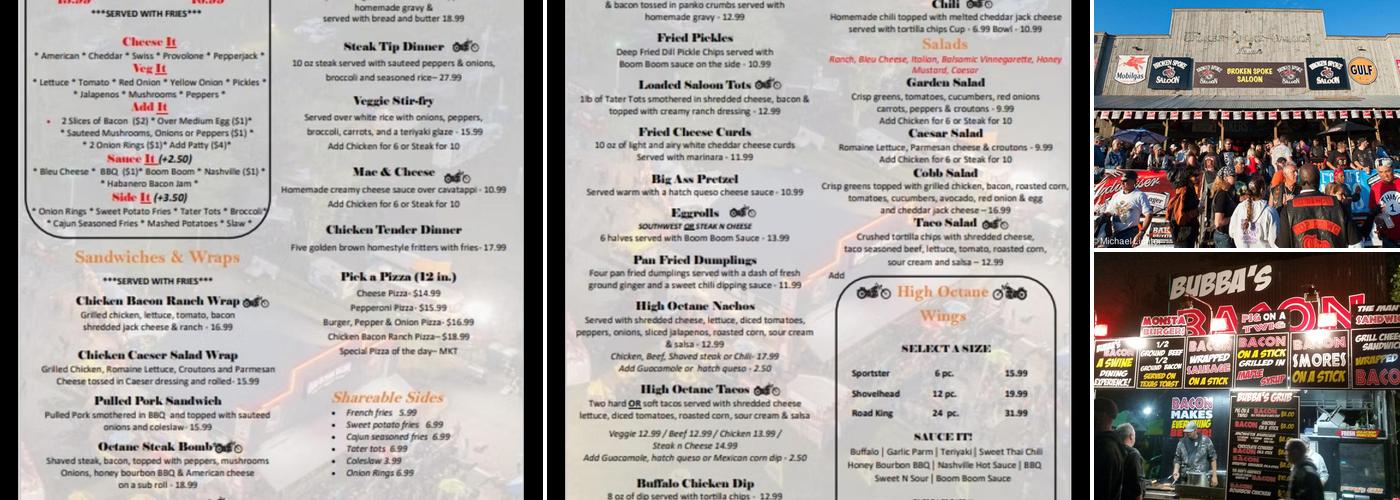 High Octane Saloon Menu