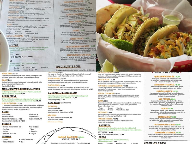 Taquitos Mexican Restaurant Menu