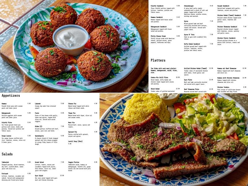Cedars Grill Menu