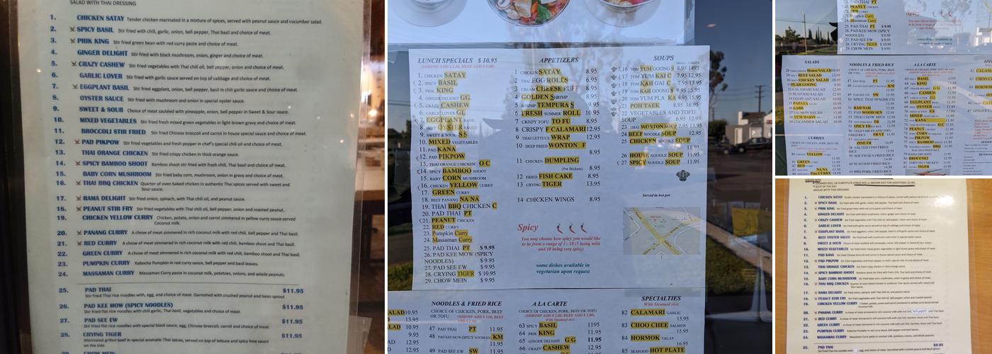 Thai Corner Menu