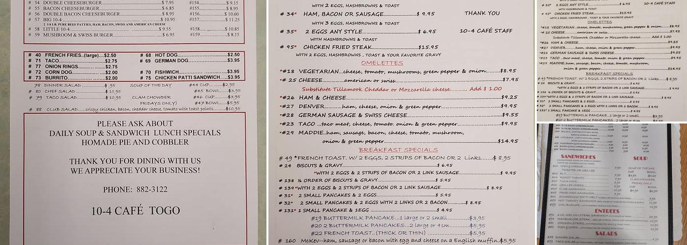 10-4 Cafe Menu
