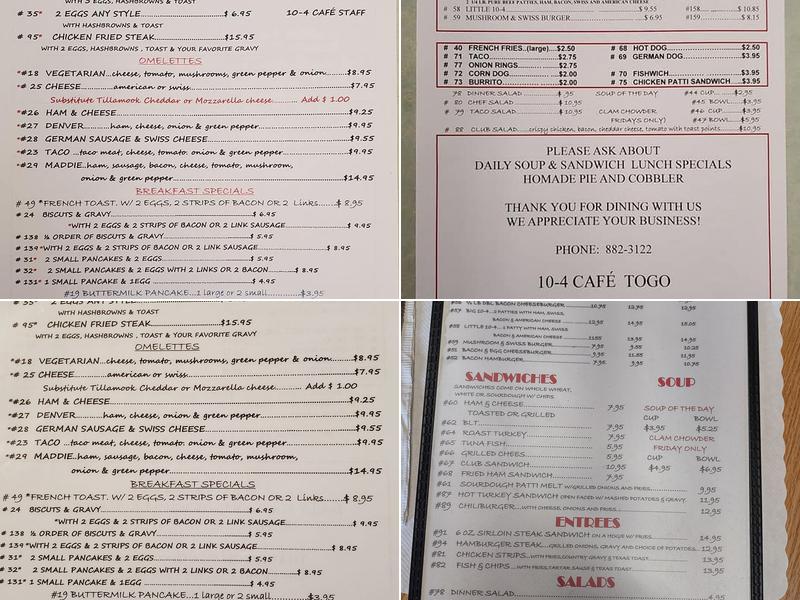 10-4 Cafe Menu