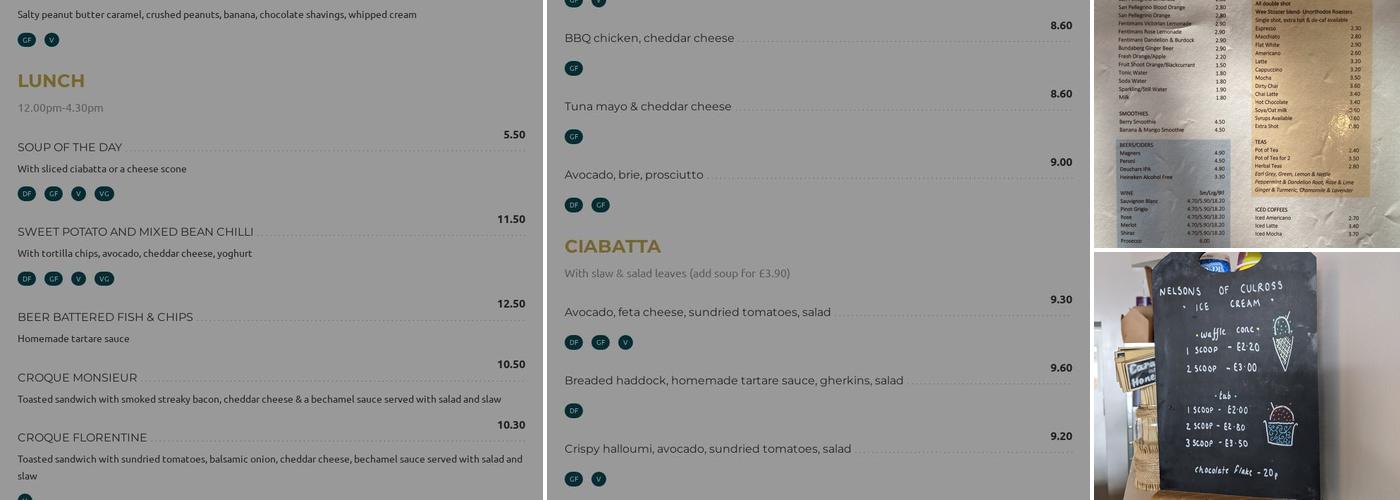 Coorie by the Coast Menu