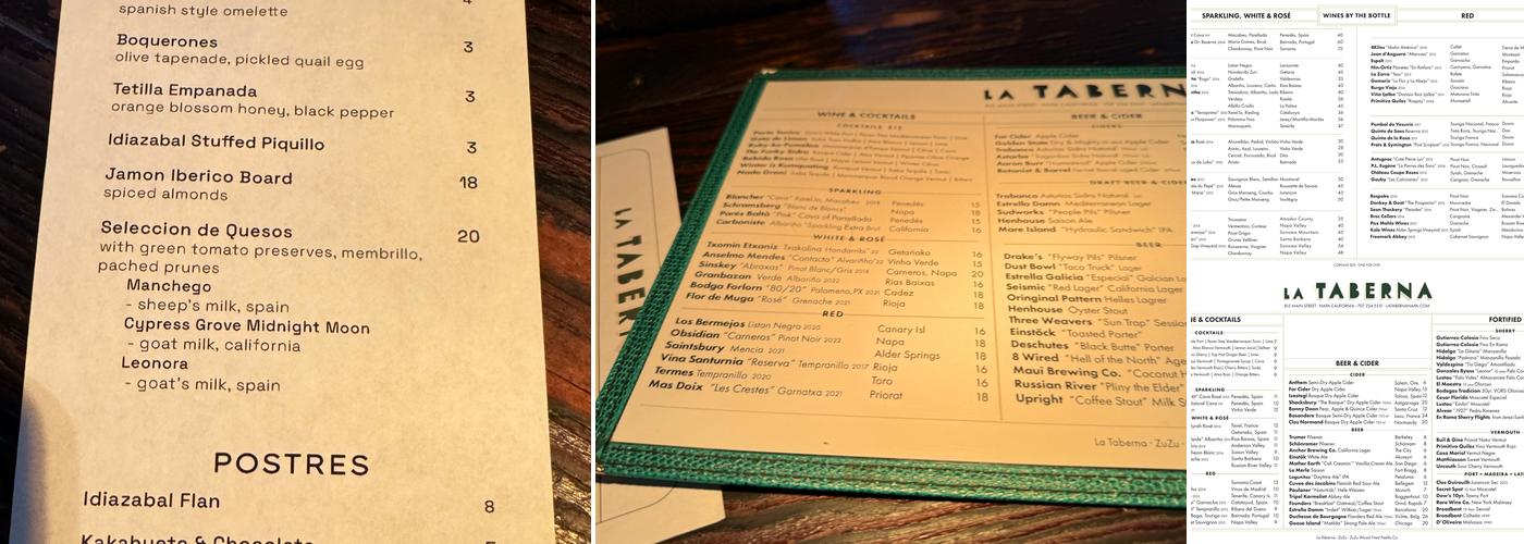 La Taberna Menu