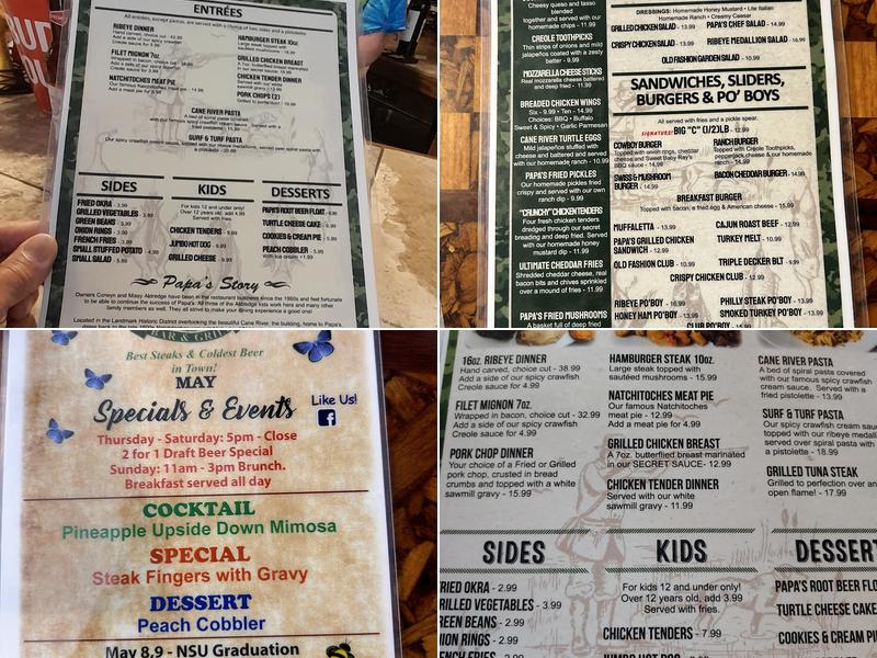 Papa's Bar & Grill Menu