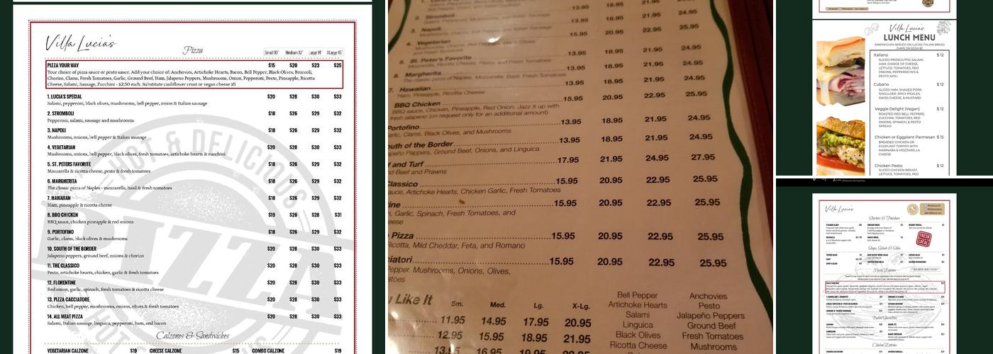 Villa Lucia's Menu