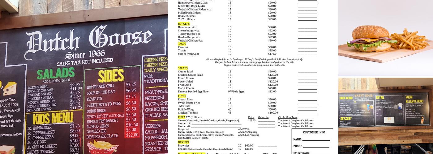 Dutch Goose Menu
