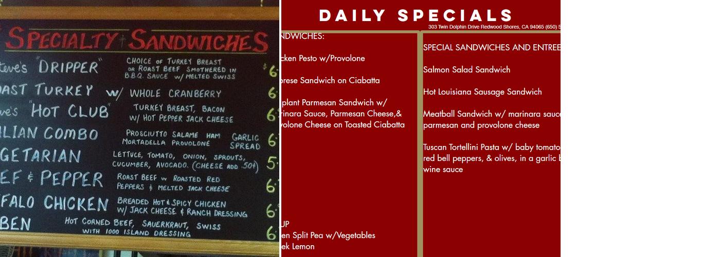 Steve's Cafe & Catering Menu