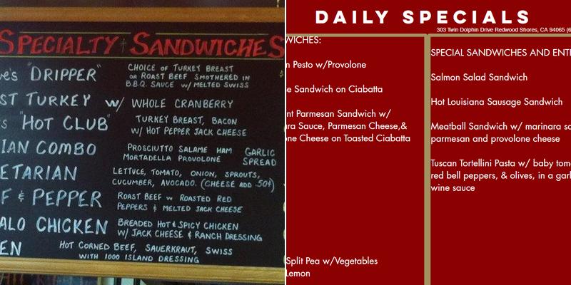 Steve's Cafe & Catering Menu