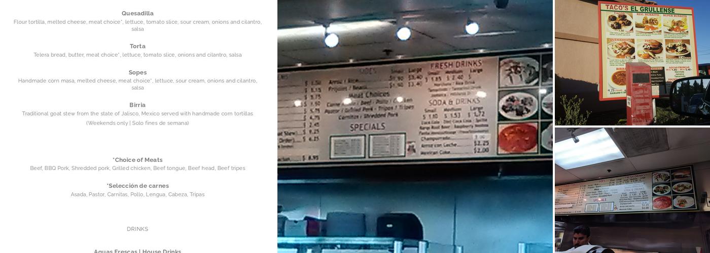 Tacos El Grullense E&E Menu