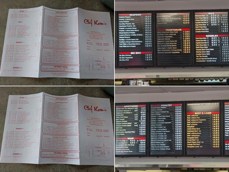 Chef Kwan's Menu