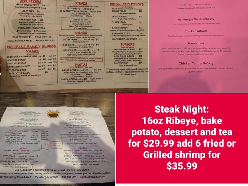 Gumbo Pot Menu