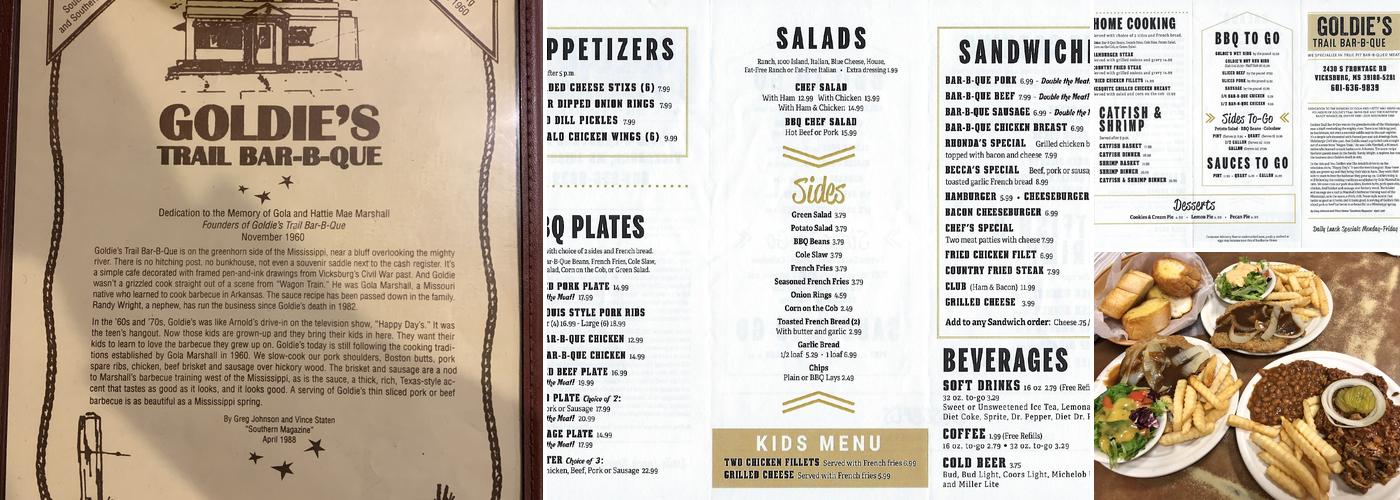 Goldie's Trail Bar-B-Que Menu