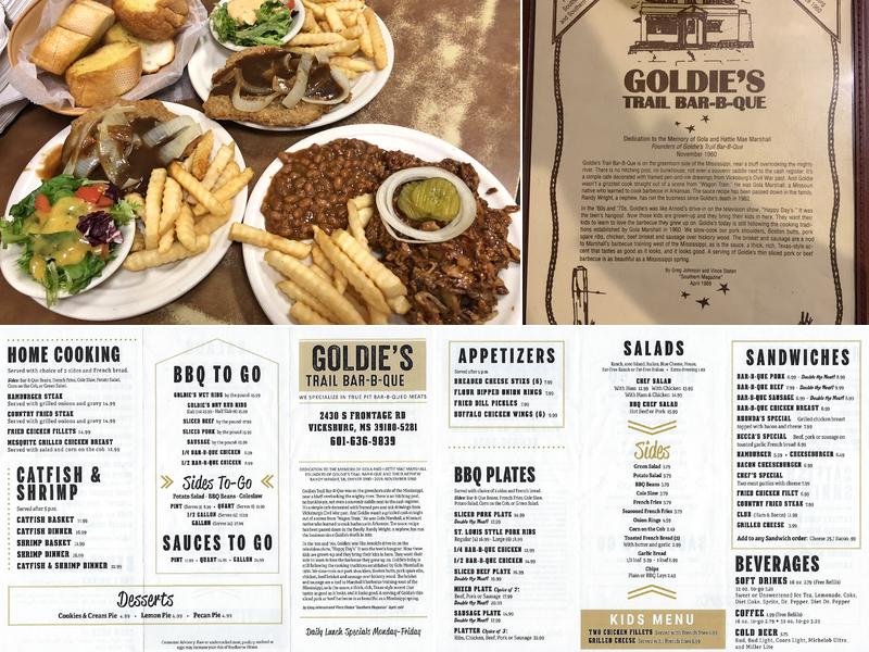 Goldie's Trail Bar-B-Que Menu