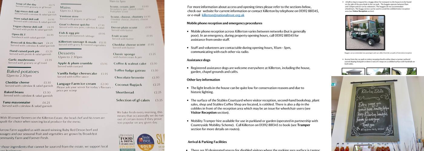 Killerton House Dairy Café Menu