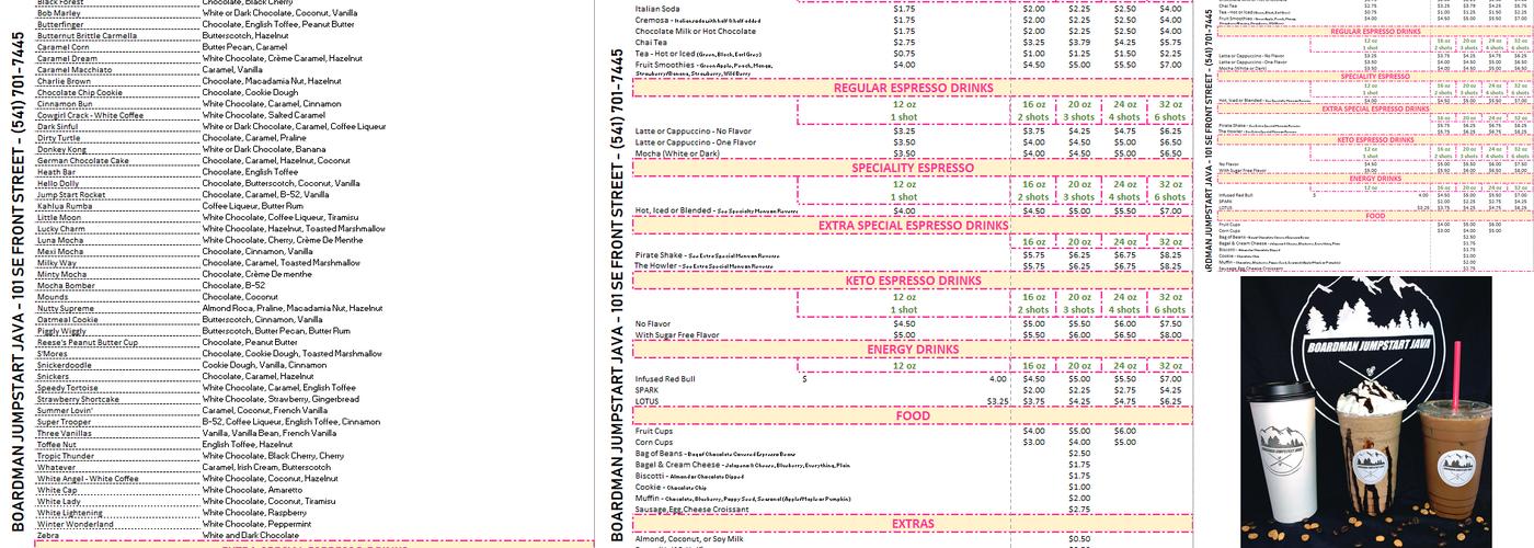 Boardman Jumpstart Java Menu