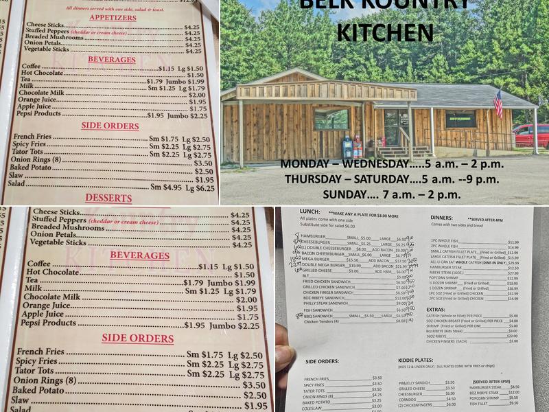 Belk Kountry Kitchen Menu